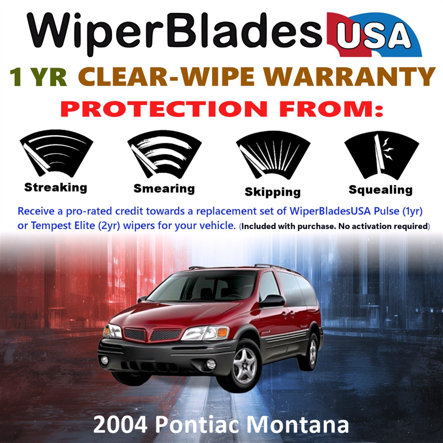 2004 Pontiac Montana Front Wiper blades Set Includes 1yr Wear Warranty & Free Delivery