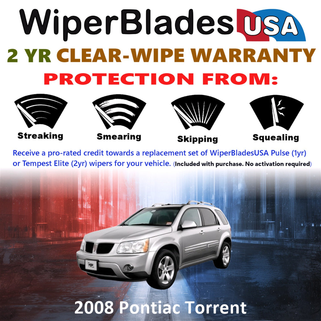 2008 Pontiac Torrent Front w/Rear Wiper blades Set  Includes 2yr Wear Warranty & Free Delivery