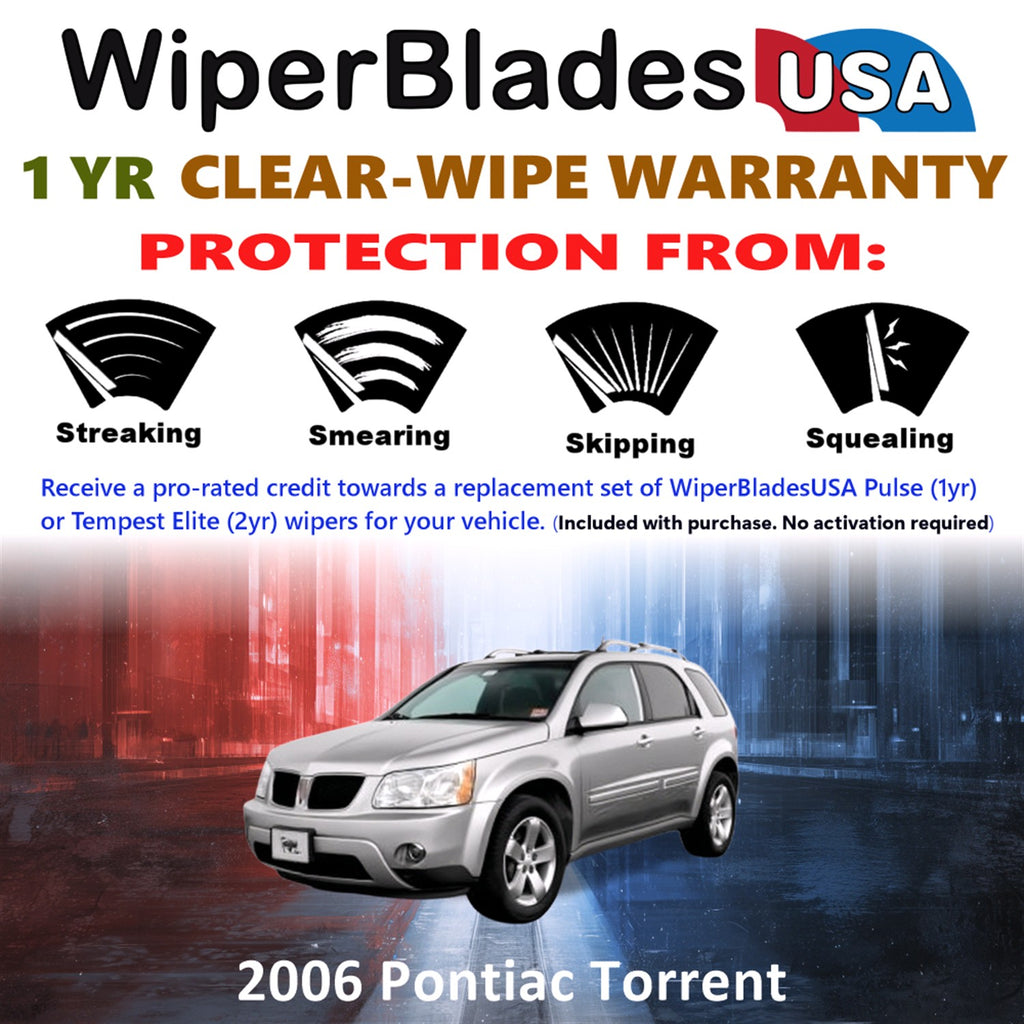 2006 Pontiac Torrent Front w/Rear Wiper blades Set Includes 1yr Wear Warranty & Free Delivery