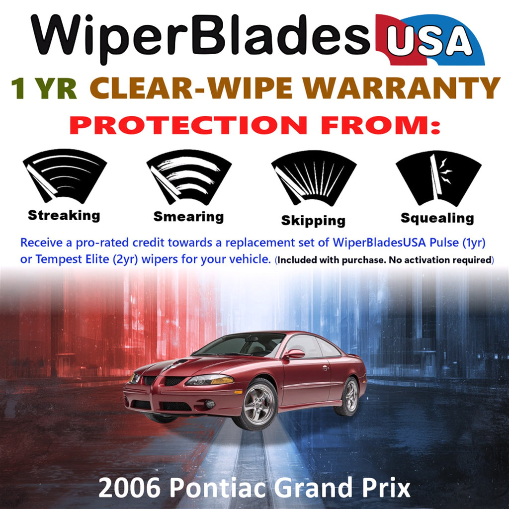 2006 Pontiac Grand Prix Front Wiper blades Set Includes 1yr Wear Warranty & Free Delivery