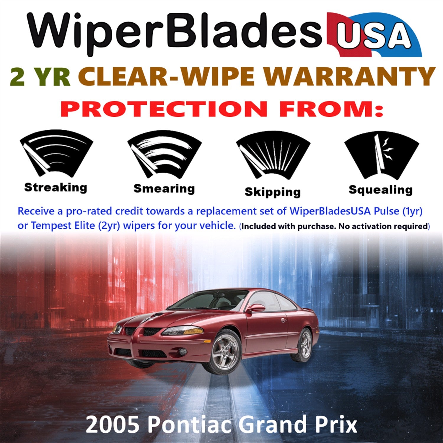 2005 Pontiac Grand Prix Front Wiper blades Set  Includes 2yr Wear Warranty & Free Delivery