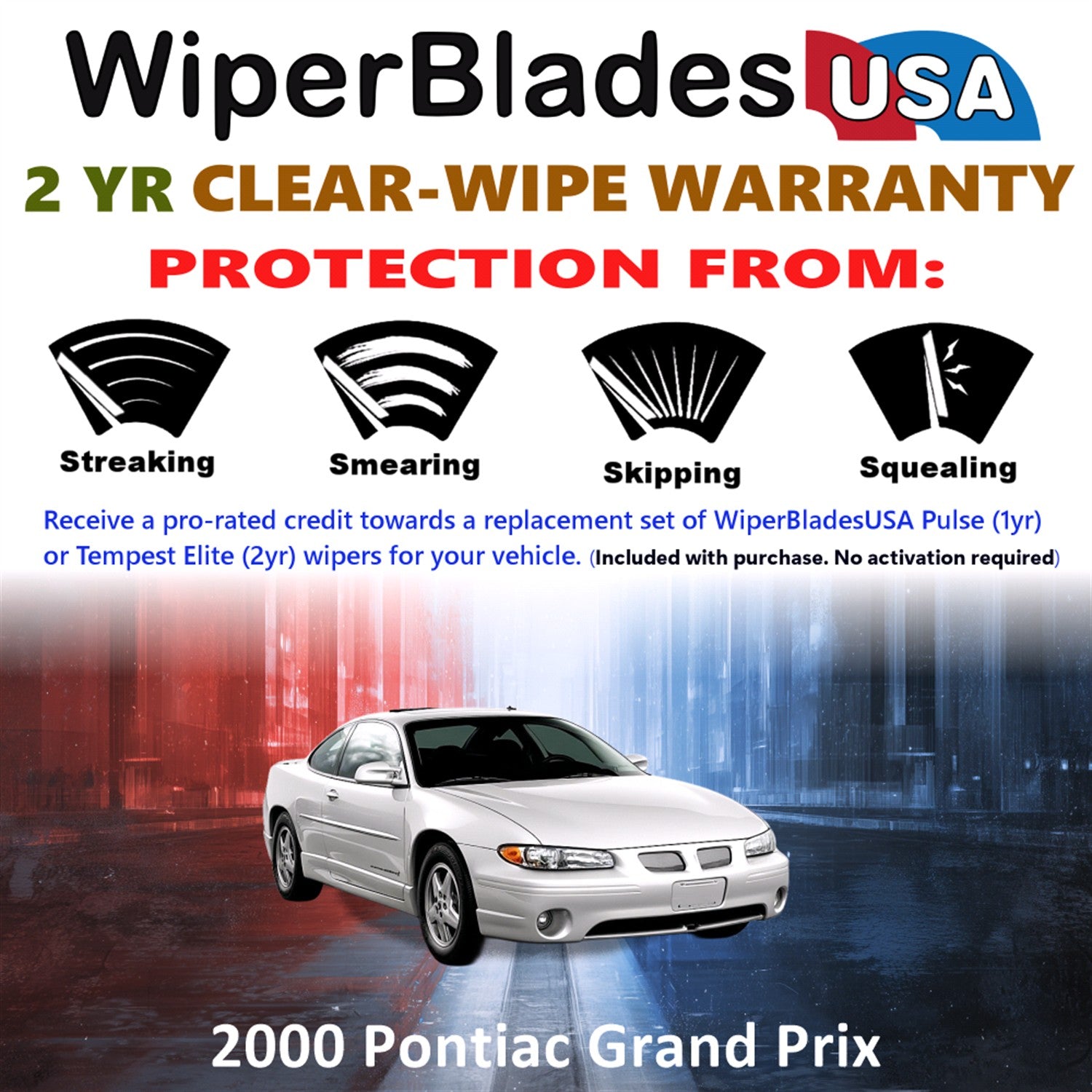 2000 Pontiac Grand Prix Front Wiper blades Set  Includes 2yr Wear Warranty & Free Delivery