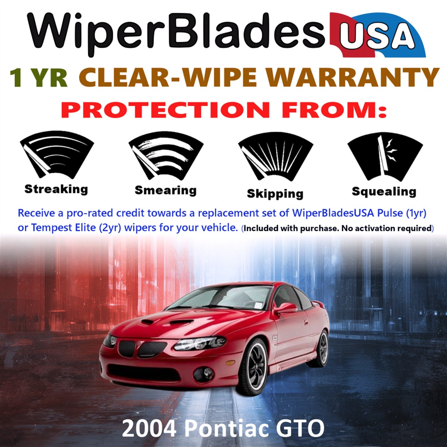 2004 Pontiac GTO Front Wiper blades Set Includes 1yr Wear Warranty & Free Delivery
