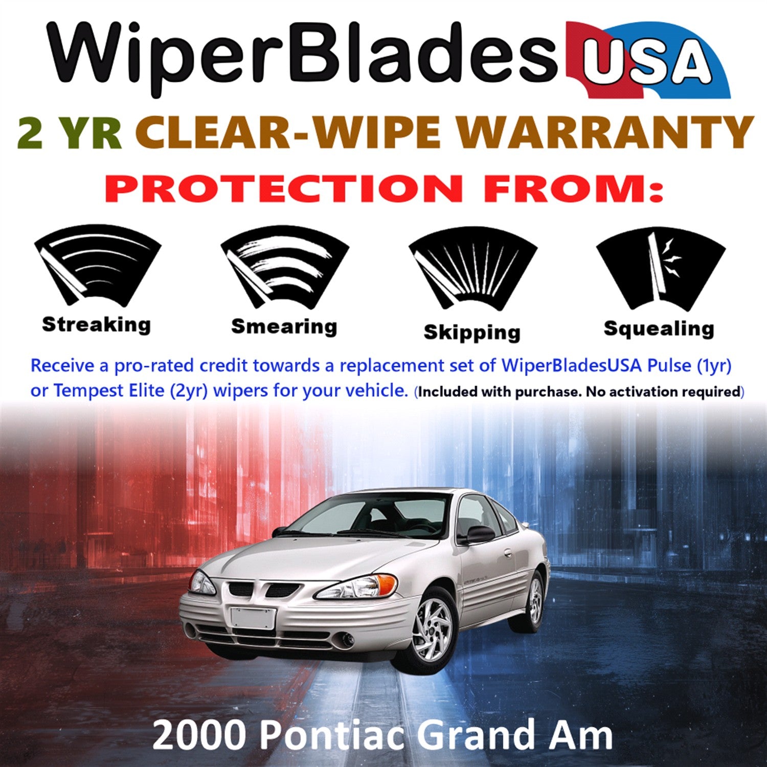 2000 Pontiac Grand Am Front Wiper blades Set  Includes 2yr Wear Warranty & Free Delivery