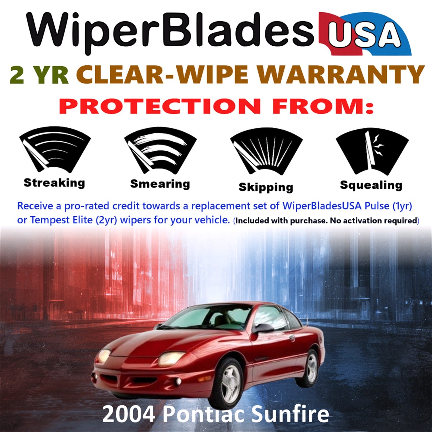 2004 Pontiac Sunfire Front Wiper blades Set  Includes 2yr Wear Warranty & Free Delivery