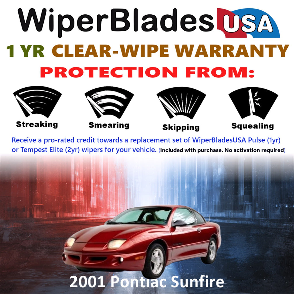2001 Pontiac Sunfire Front Wiper blades Set Includes 1yr Wear Warranty & Free Delivery