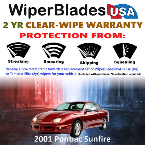 2001 Pontiac Sunfire Front Wiper blades Set  Includes 2yr Wear Warranty & Free Delivery