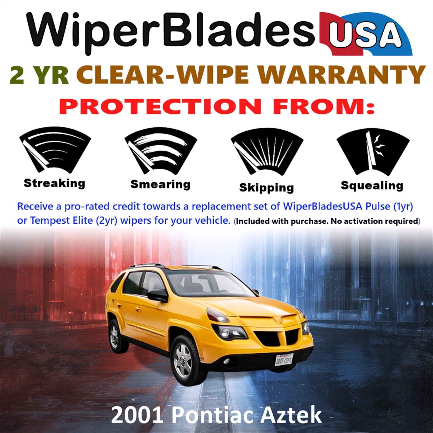 2001 Pontiac Aztek Front Wiper blades Set  Includes 2yr Wear Warranty & Free Delivery