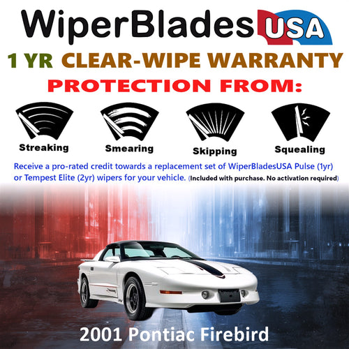 2001 Pontiac Firebird Front Wiper blades Set Includes 1yr Wear Warranty & Free Delivery