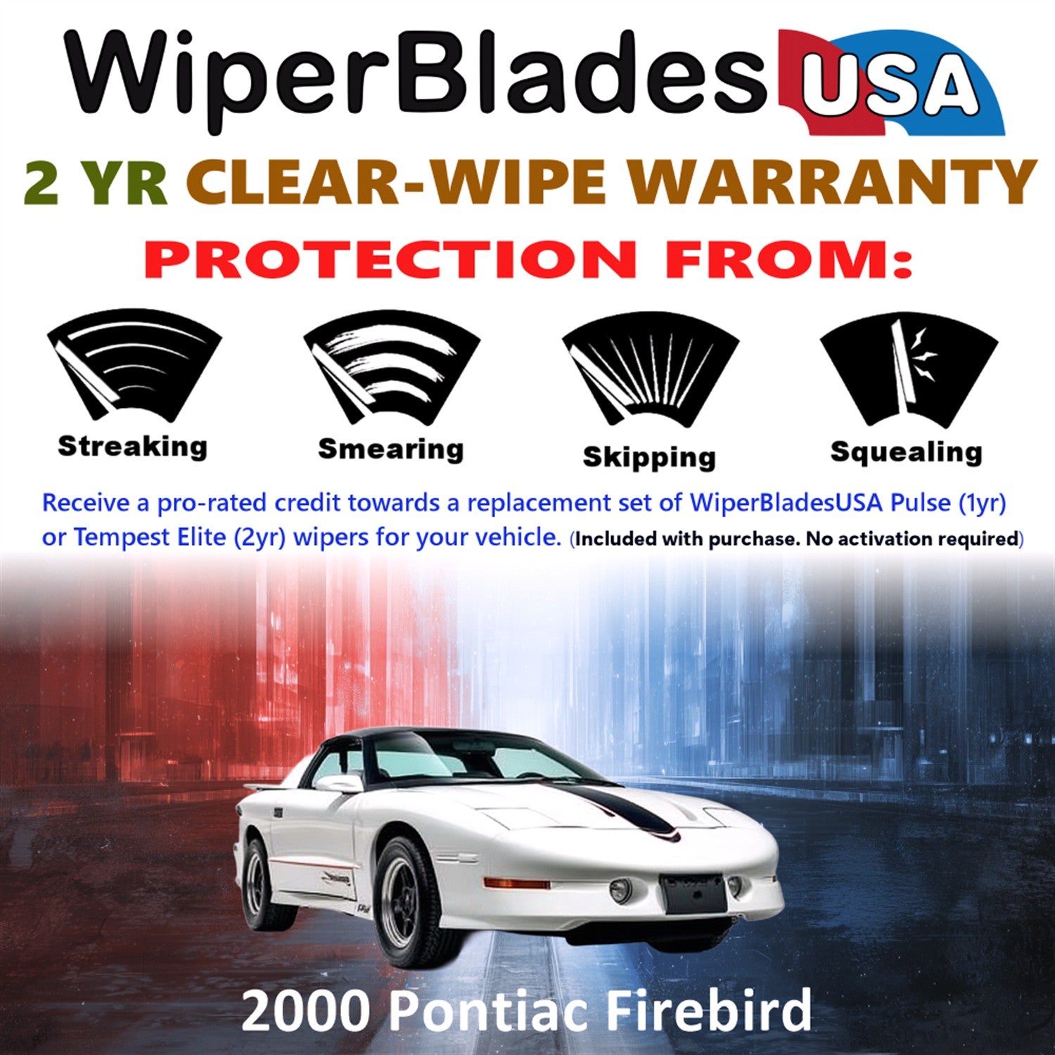 2000 Pontiac Firebird Front Wiper blades Set  Includes 2yr Wear Warranty & Free Delivery