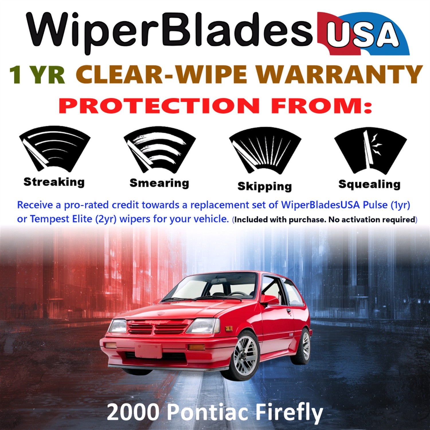 2000 Pontiac Firefly Front Wiper blades Set Includes 1yr Wear Warranty & Free Delivery