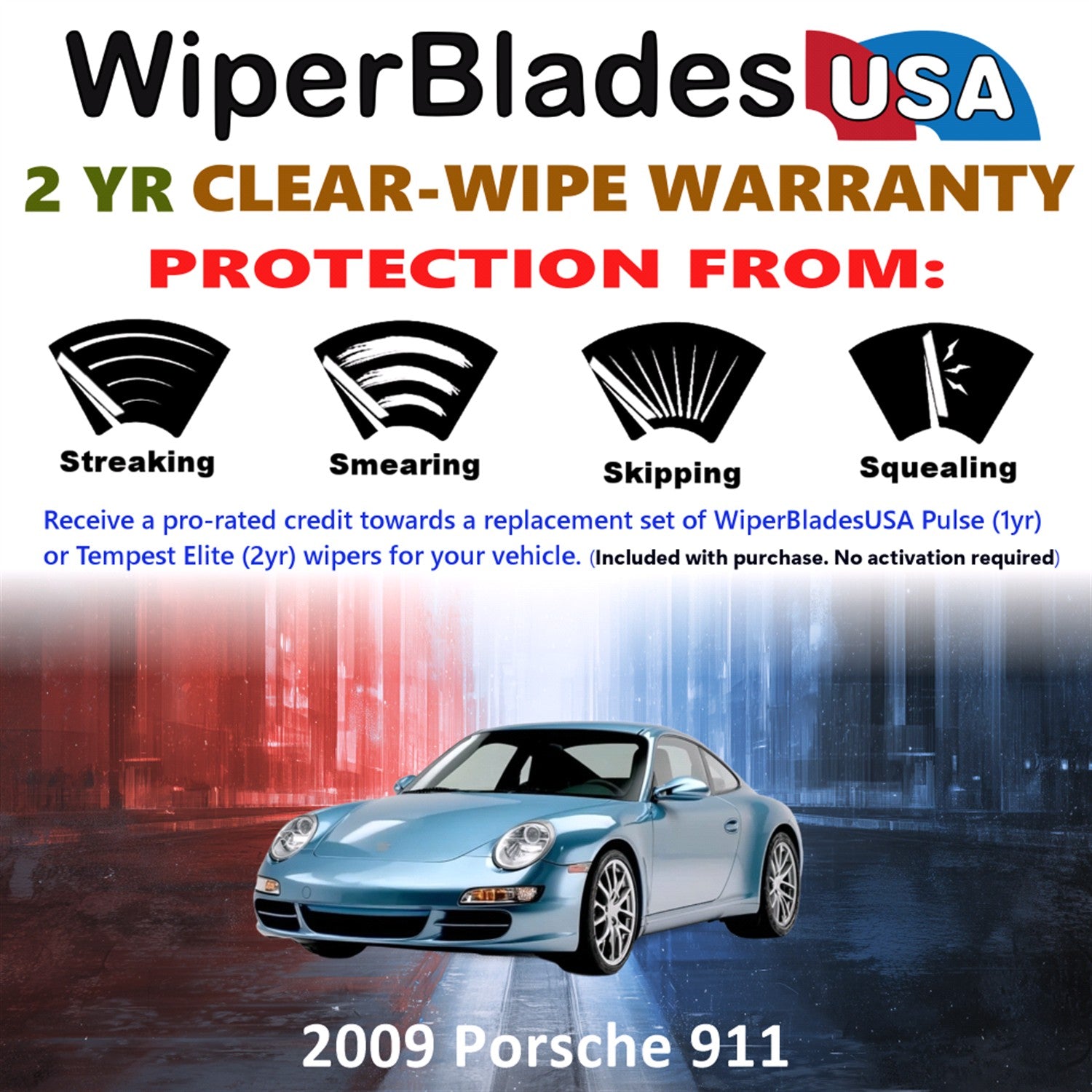 2009 Porsche 911 Front Wiper blades Set  Includes 2yr Wear Warranty & Free Delivery