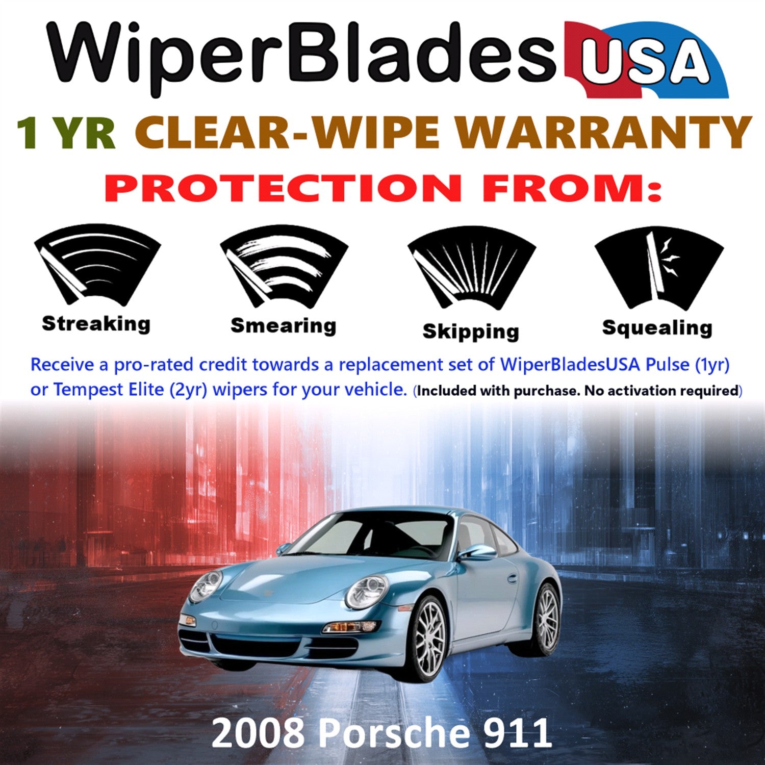2008 Porsche 911 Front Wiper blades Set Includes 1yr Wear Warranty & Free Delivery