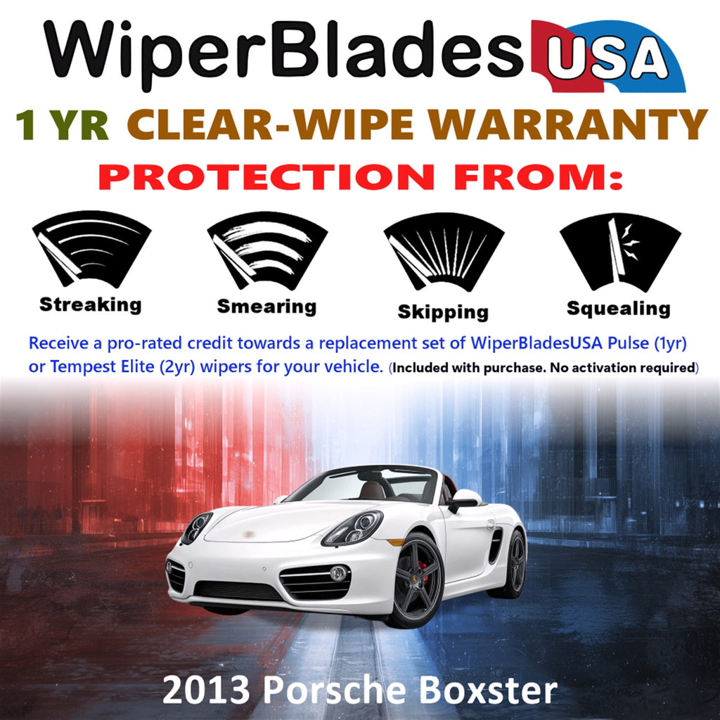 2013 Porsche Boxster Front Wiper blades Set Includes 1yr Wear Warranty & Free Delivery