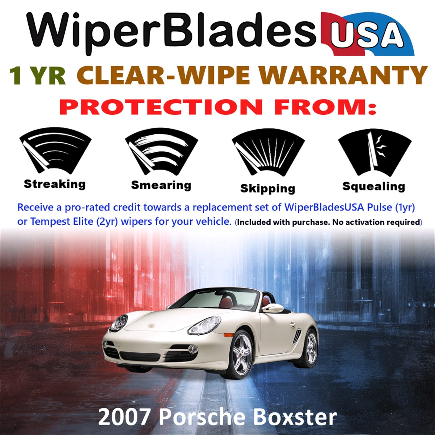 2007 Porsche Boxster Front Wiper blades Set Includes 1yr Wear Warranty & Free Delivery