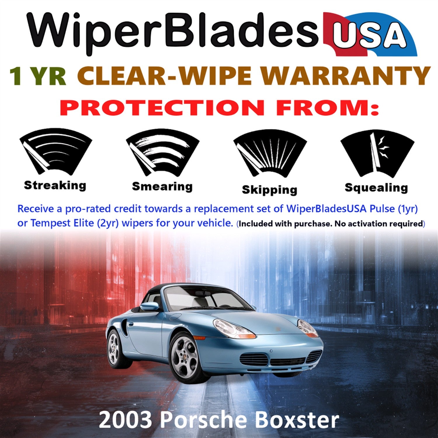 2003 Porsche Boxster Front Wiper blades Set Includes 1yr Wear Warranty & Free Delivery