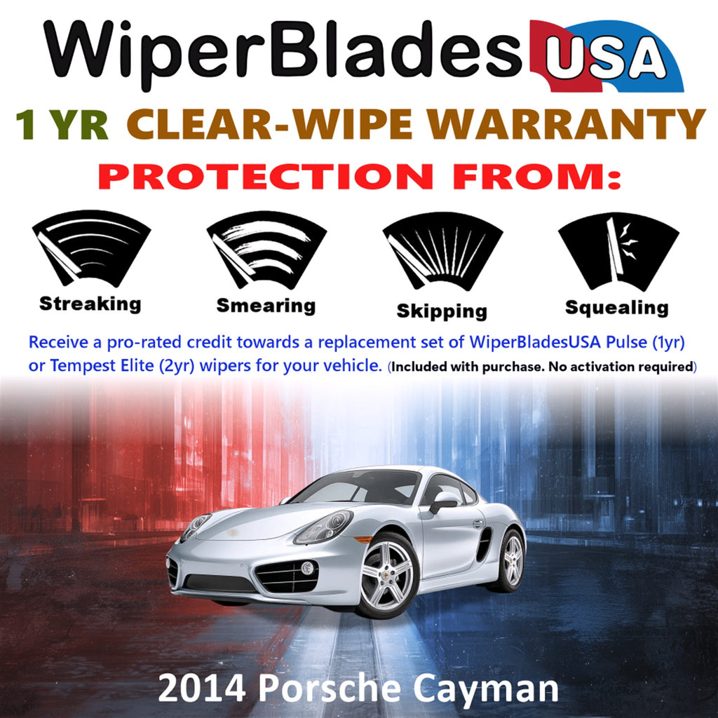 2014 Porsche Cayman Front Wiper blades Set Includes 1yr Wear Warranty & Free Delivery