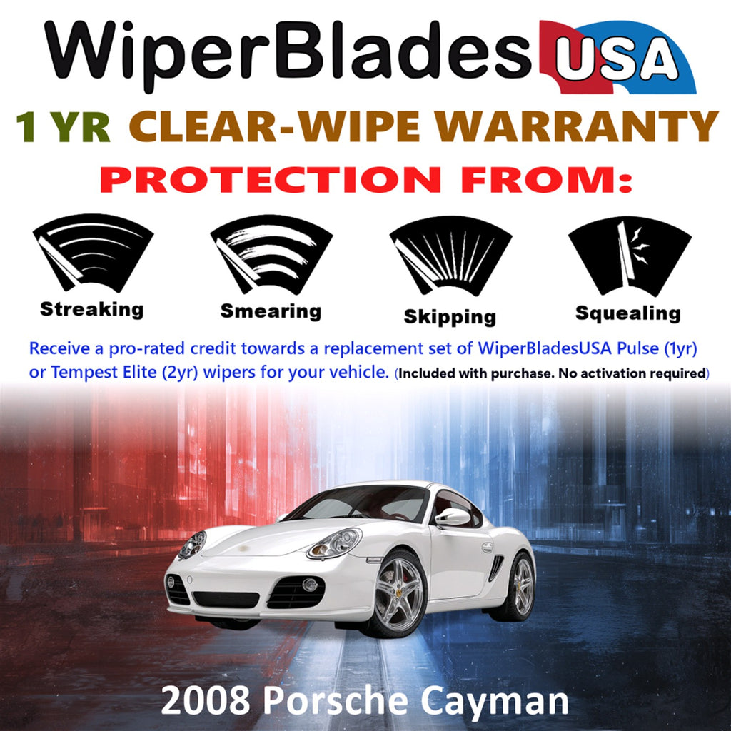 2008 Porsche Cayman Front Wiper blades Set Includes 1yr Wear Warranty & Free Delivery