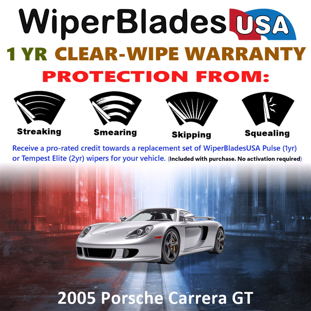 2005 Porsche Carrera GT Front Wiper blades Set Includes 1yr Wear Warranty & Free Delivery