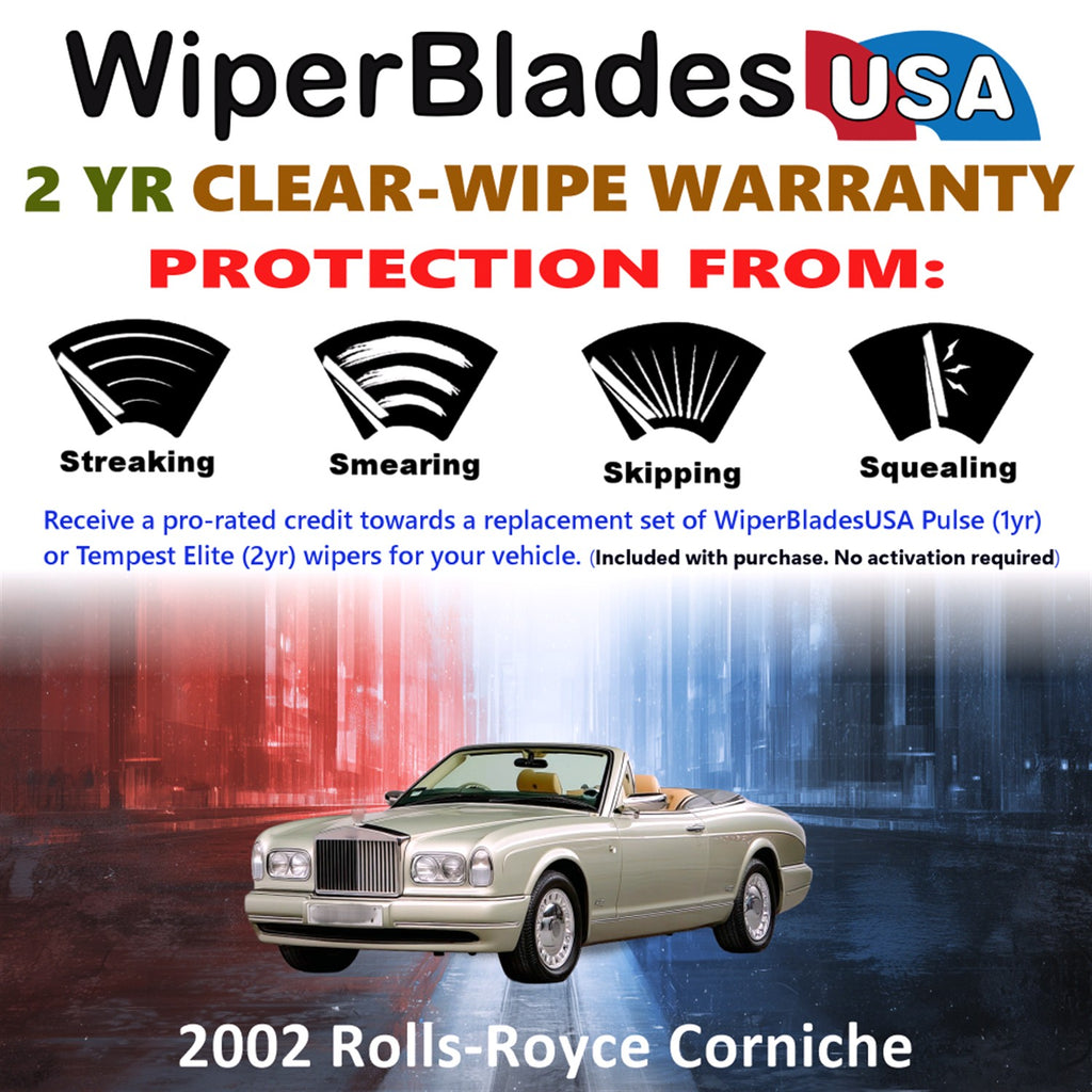 2002 Rolls-Royce Corniche Front Wiper blades Set  Includes 2yr Wear Warranty & Free Delivery