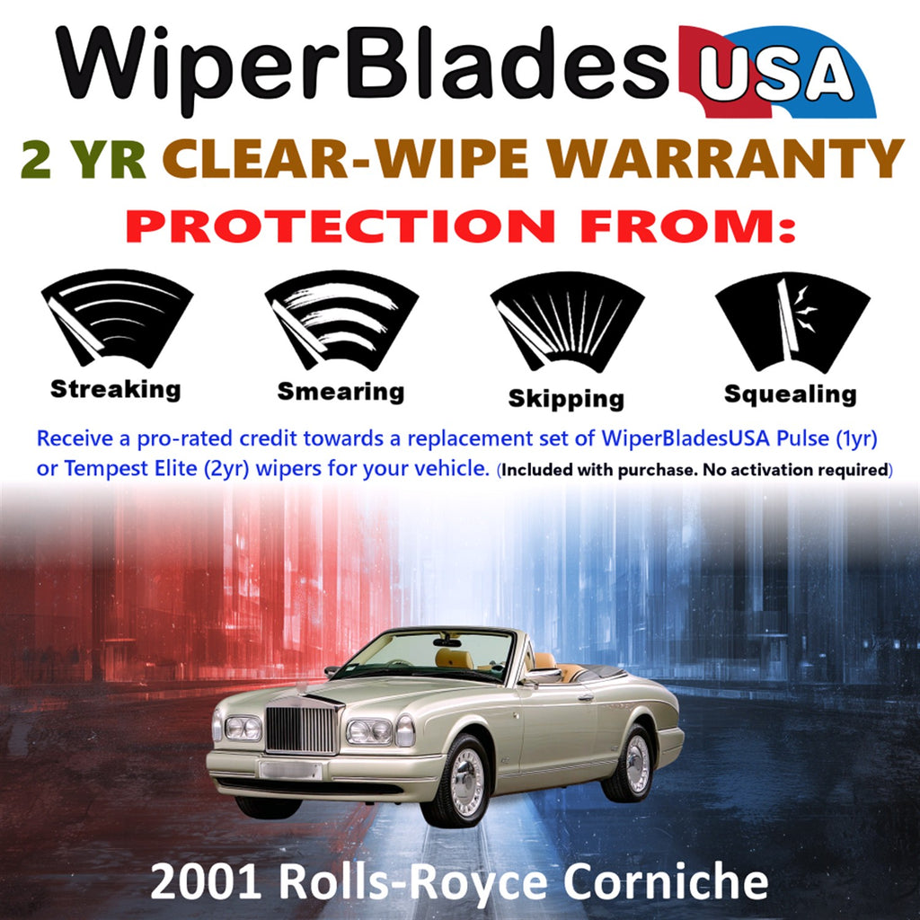 2001 Rolls-Royce Corniche Front Wiper blades Set  Includes 2yr Wear Warranty & Free Delivery