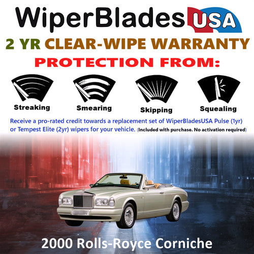 2000 Rolls-Royce Corniche Front Wiper blades Set  Includes 2yr Wear Warranty & Free Delivery