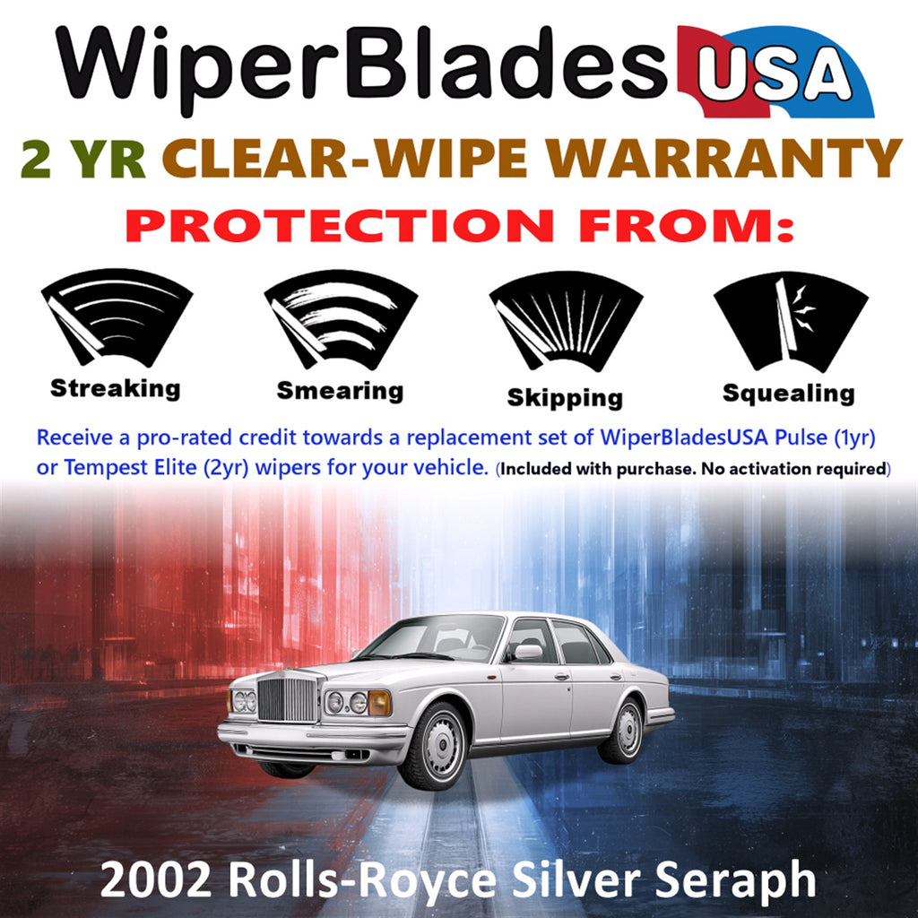 2002 Rolls-Royce Silver Seraph Front Wiper blades Set  Includes 2yr Wear Warranty & Free Delivery