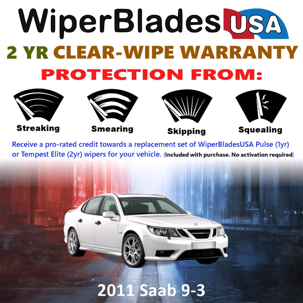 2011 Saab 9-3 Front Wiper blades Set  Includes 2yr Wear Warranty & Free Delivery