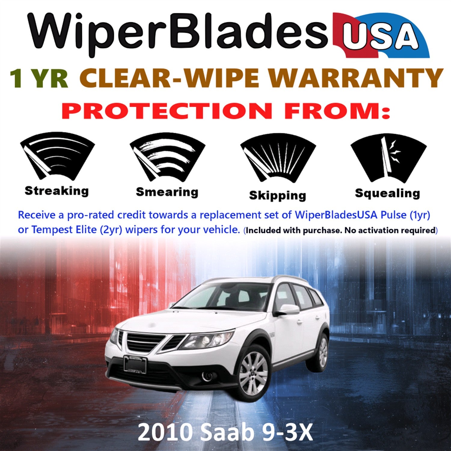 2010 Saab 9-3X Front Wiper blades Set Includes 1yr Wear Warranty & Free Delivery