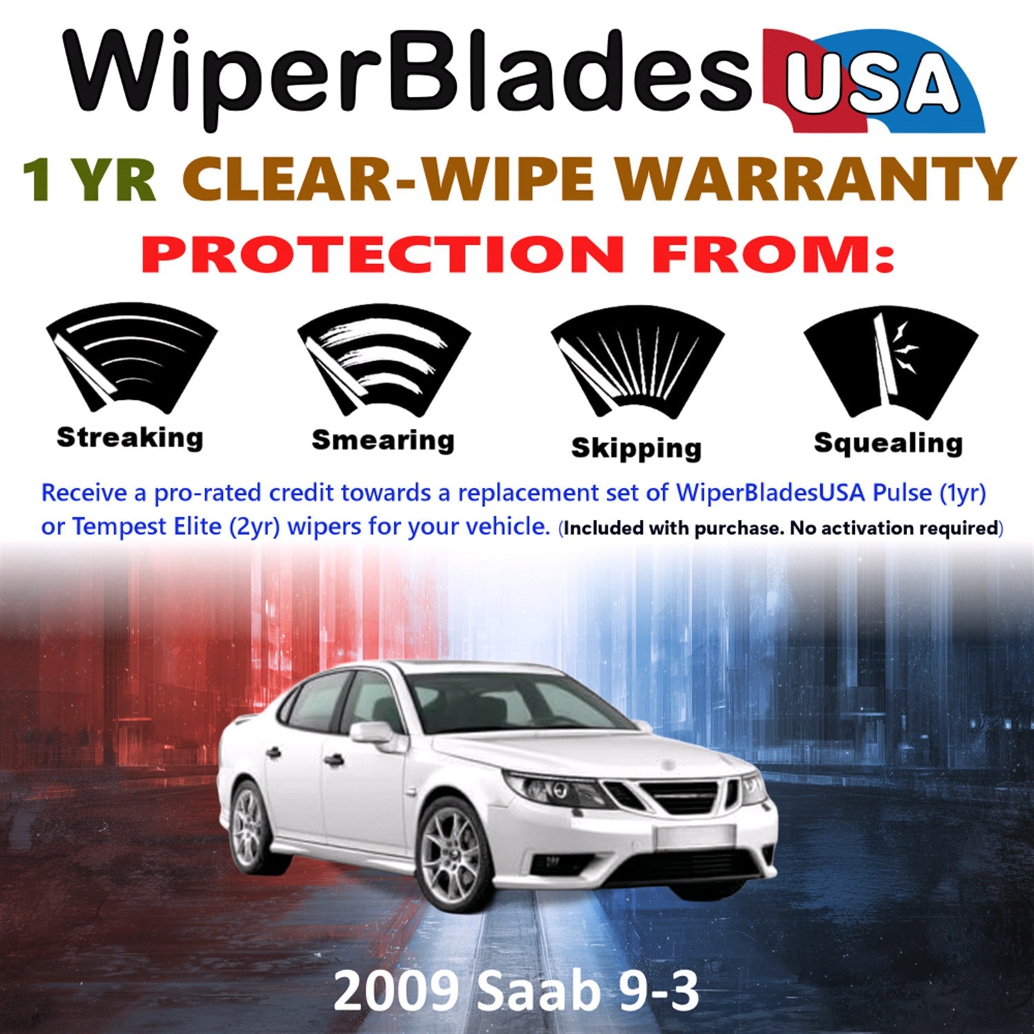 2009 Saab 9-3 Front Wiper blades Set Includes 1yr Wear Warranty & Free Delivery