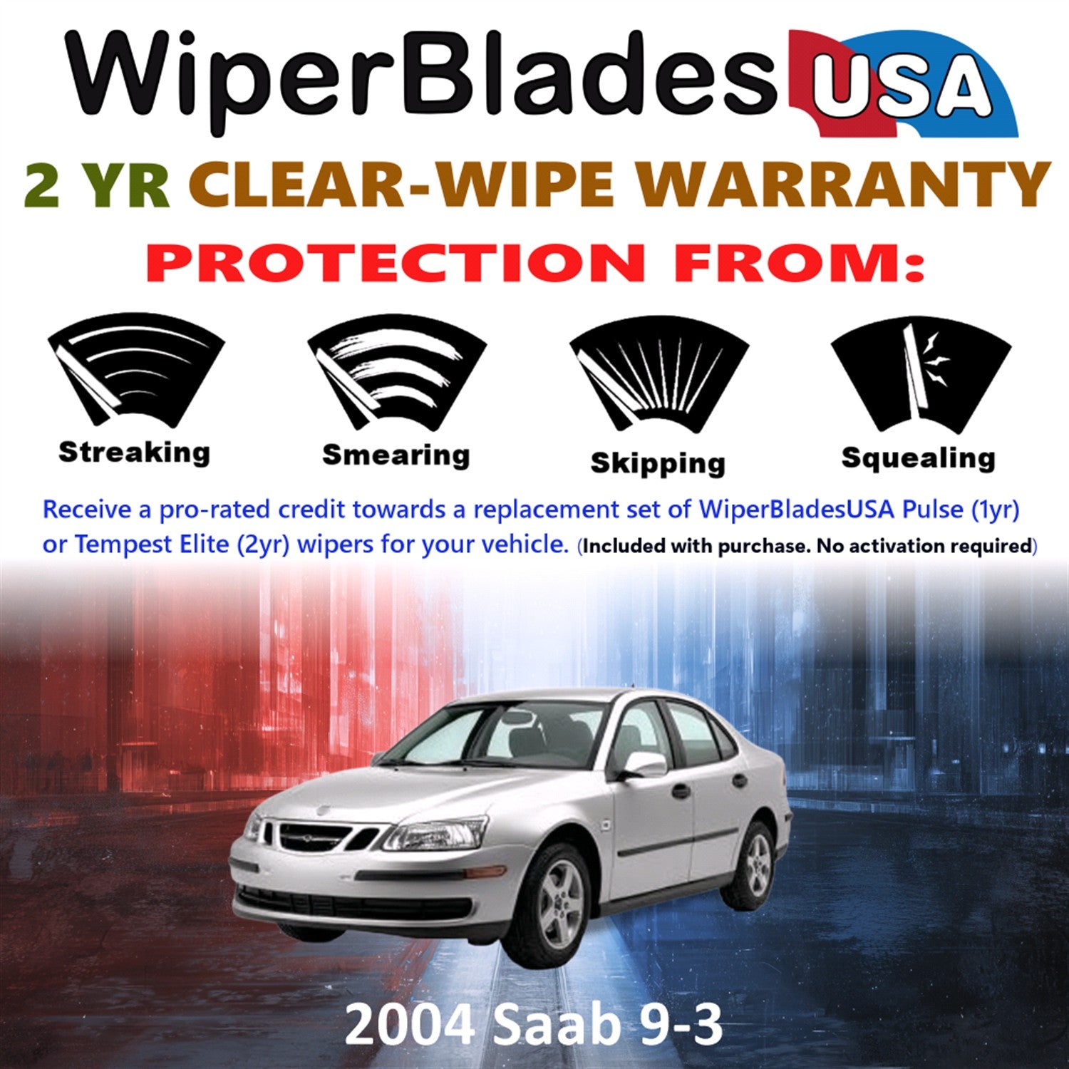 2004 Saab 9-3 Front Wiper blades Set  Includes 2yr Wear Warranty & Free Delivery