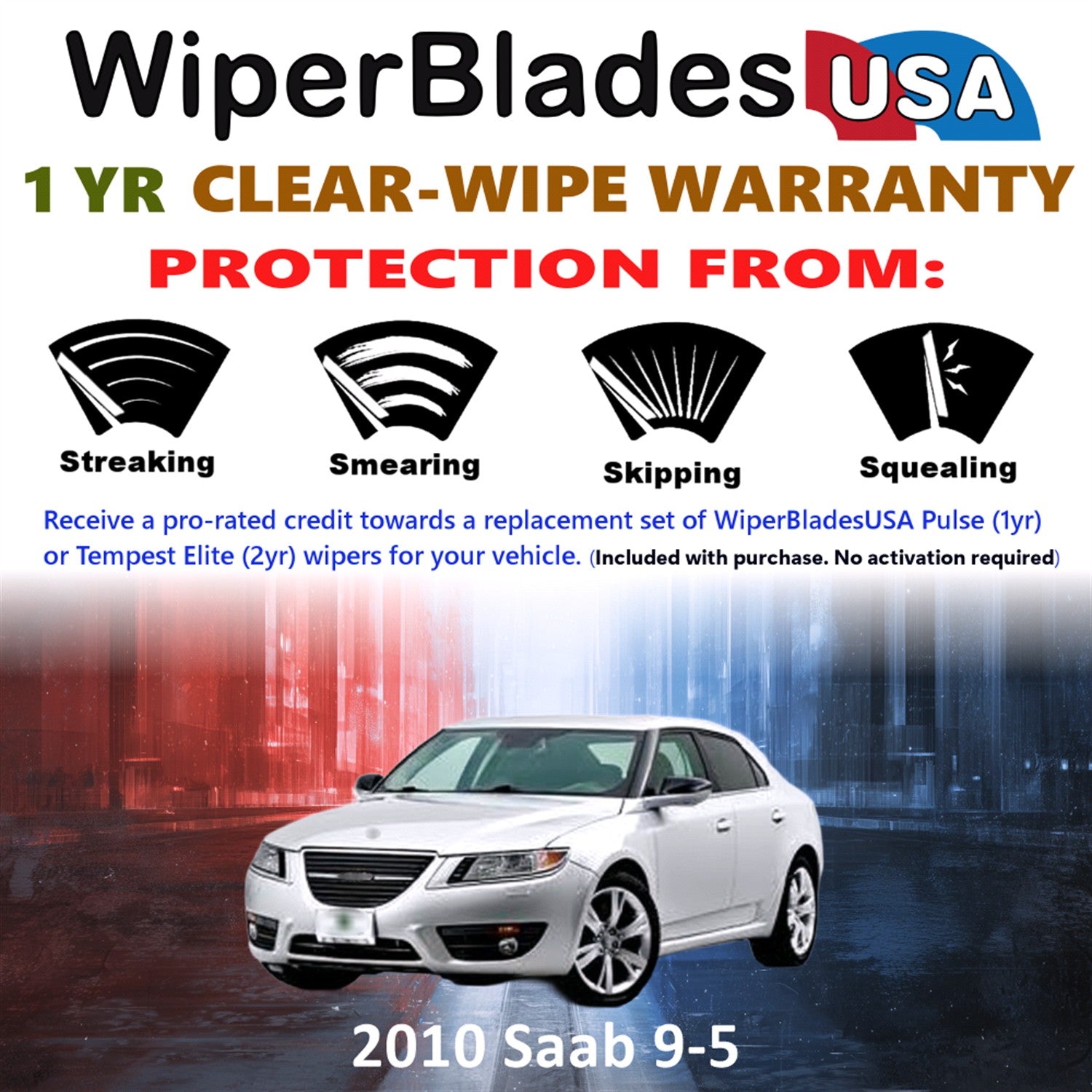 2010 Saab 9-5 Front Wiper blades Set Includes 1yr Wear Warranty & Free Delivery