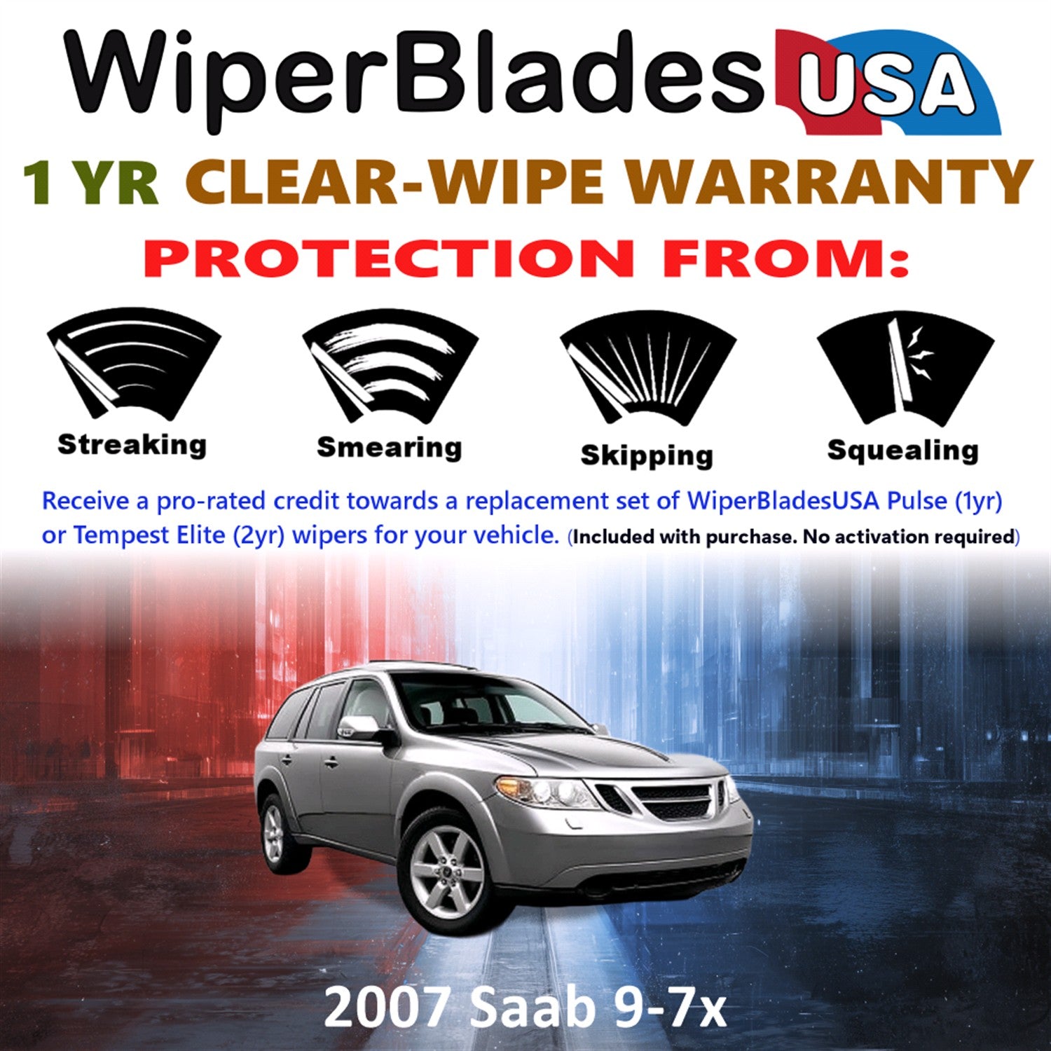 2007 Saab 9-7x Front Wiper blades Set Includes 1yr Wear Warranty & Free Delivery