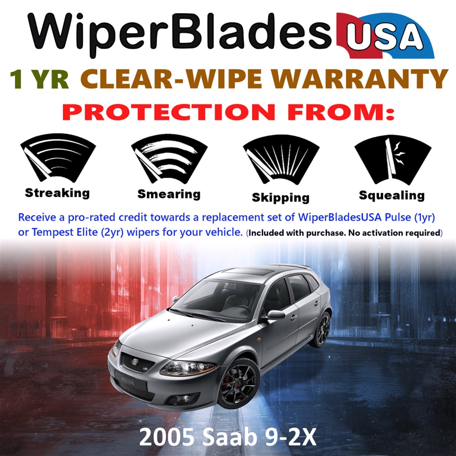 2005 Saab 9-2X Front Wiper blades Set Includes 1yr Wear Warranty & Free Delivery