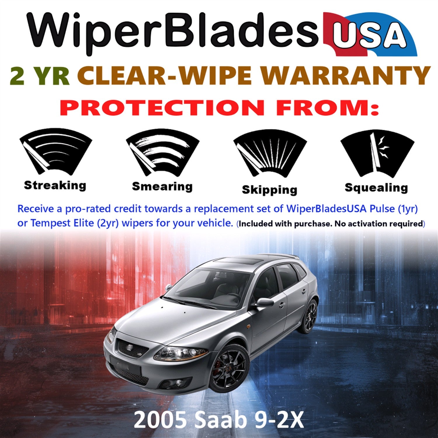 2005 Saab 9-2X Front Wiper blades Set  Includes 2yr Wear Warranty & Free Delivery
