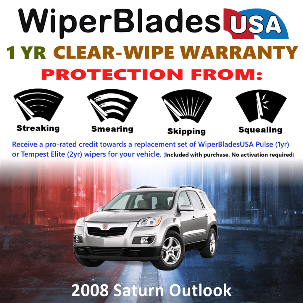 2008 Saturn Outlook Front Wiper blades Set Includes 1yr Wear Warranty & Free Delivery