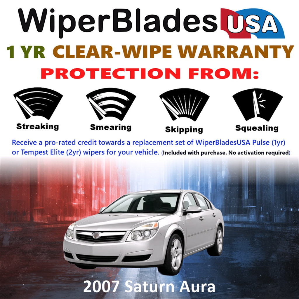 2007 Saturn Aura Front Wiper blades Set Includes 1yr Wear Warranty & Free Delivery