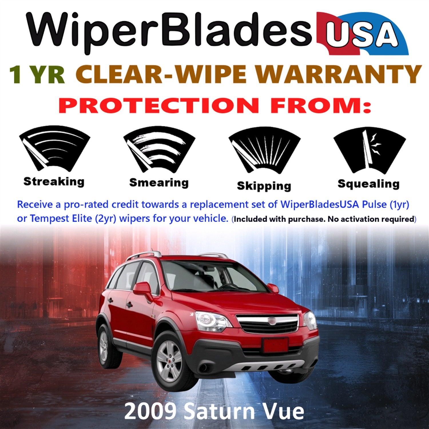 2009 Saturn Vue Front Wiper blades Set Includes 1yr Wear Warranty & Free Delivery
