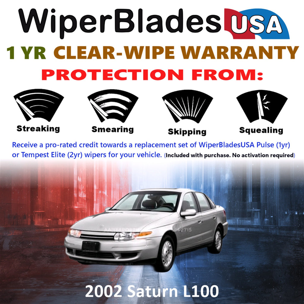 2002 Saturn L100 Front Wiper blades Set Includes 1yr Wear Warranty & Free Delivery