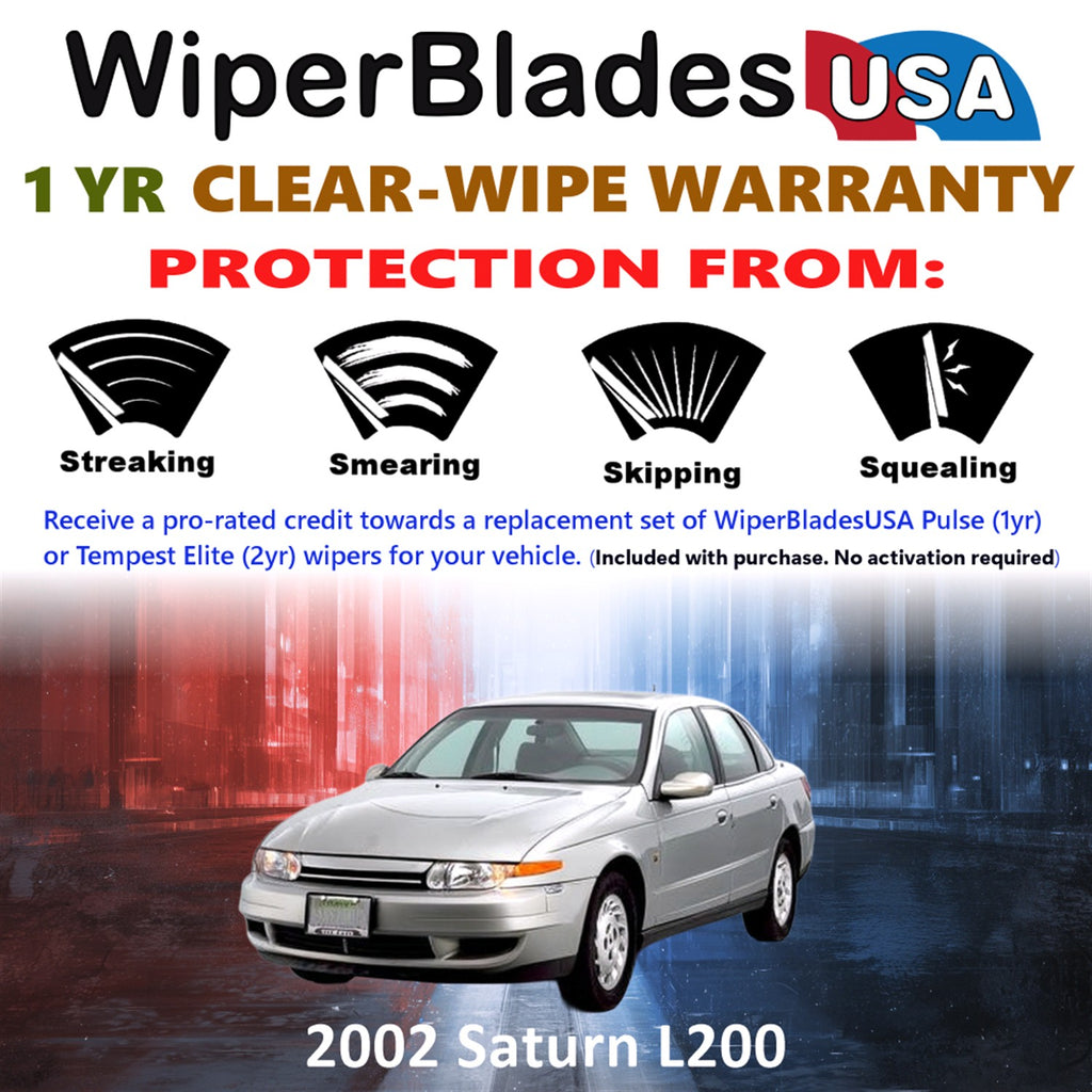 2002 Saturn L200 Front Wiper blades Set Includes 1yr Wear Warranty & Free Delivery