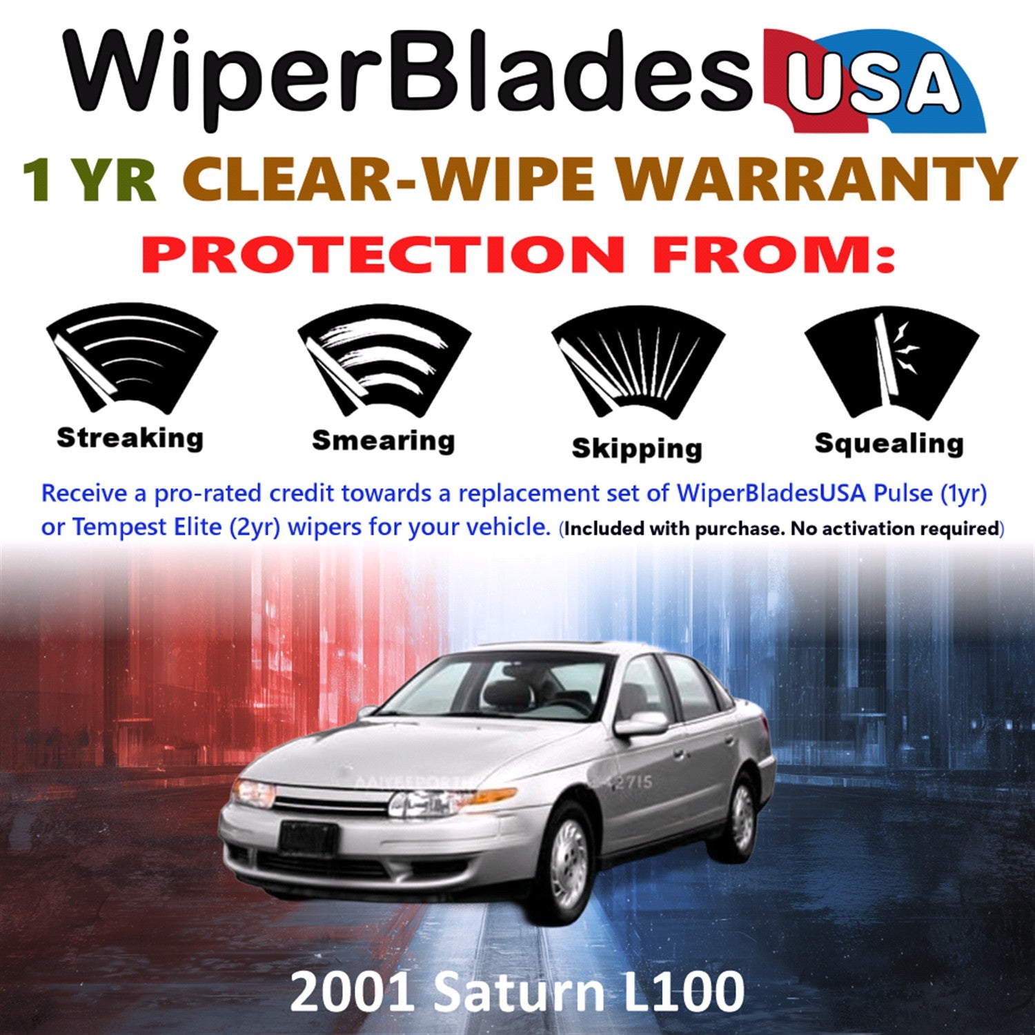 2001 Saturn L100 Front Wiper blades Set Includes 1yr Wear Warranty & Free Delivery