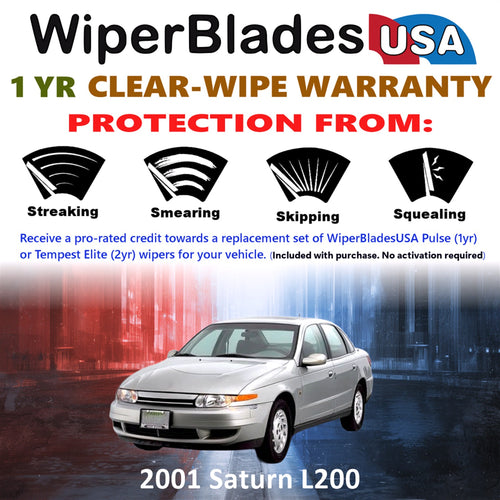 2001 Saturn L200 Front Wiper blades Set Includes 1yr Wear Warranty & Free Delivery
