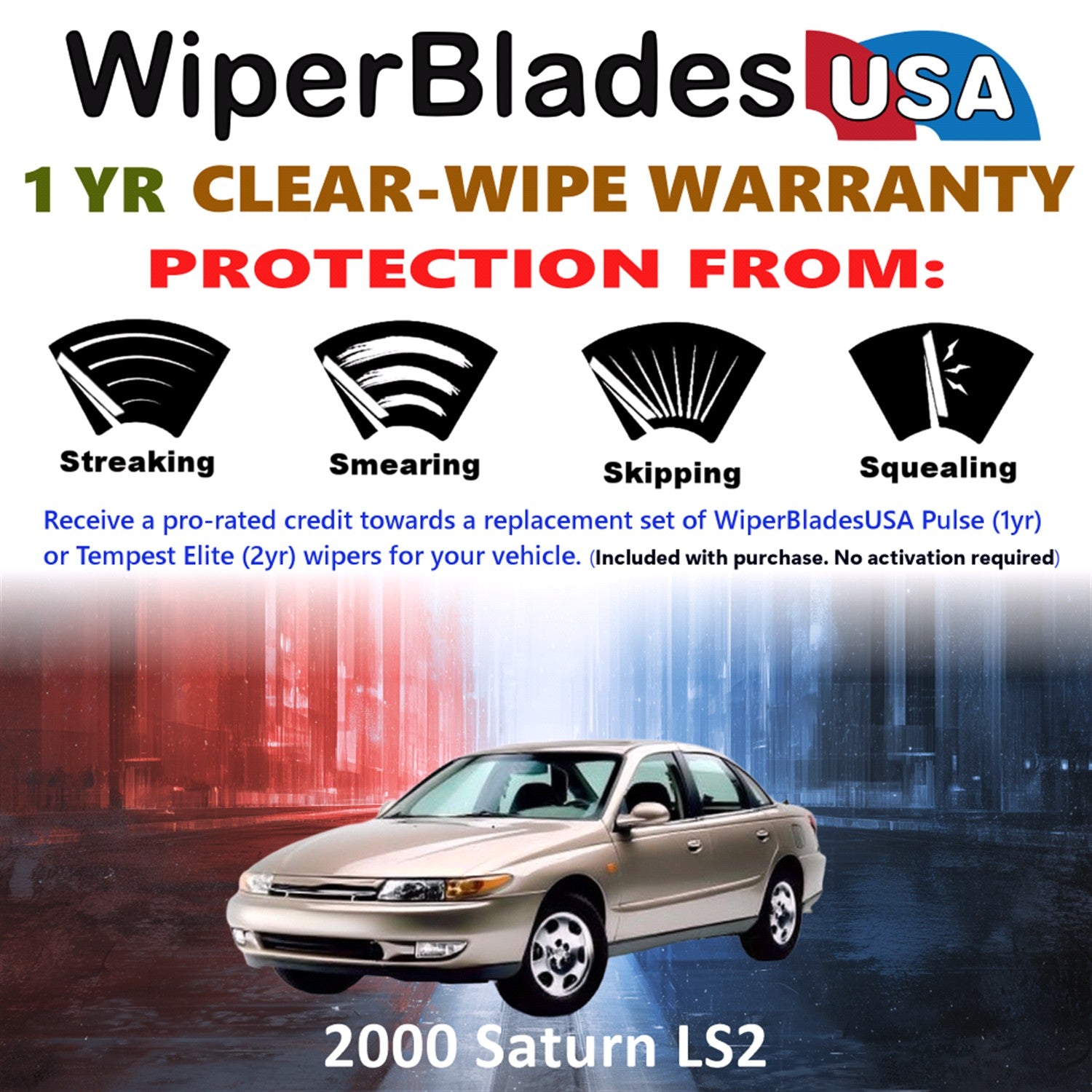 2000 Saturn LS2 Front Wiper blades Set Includes 1yr Wear Warranty & Free Delivery