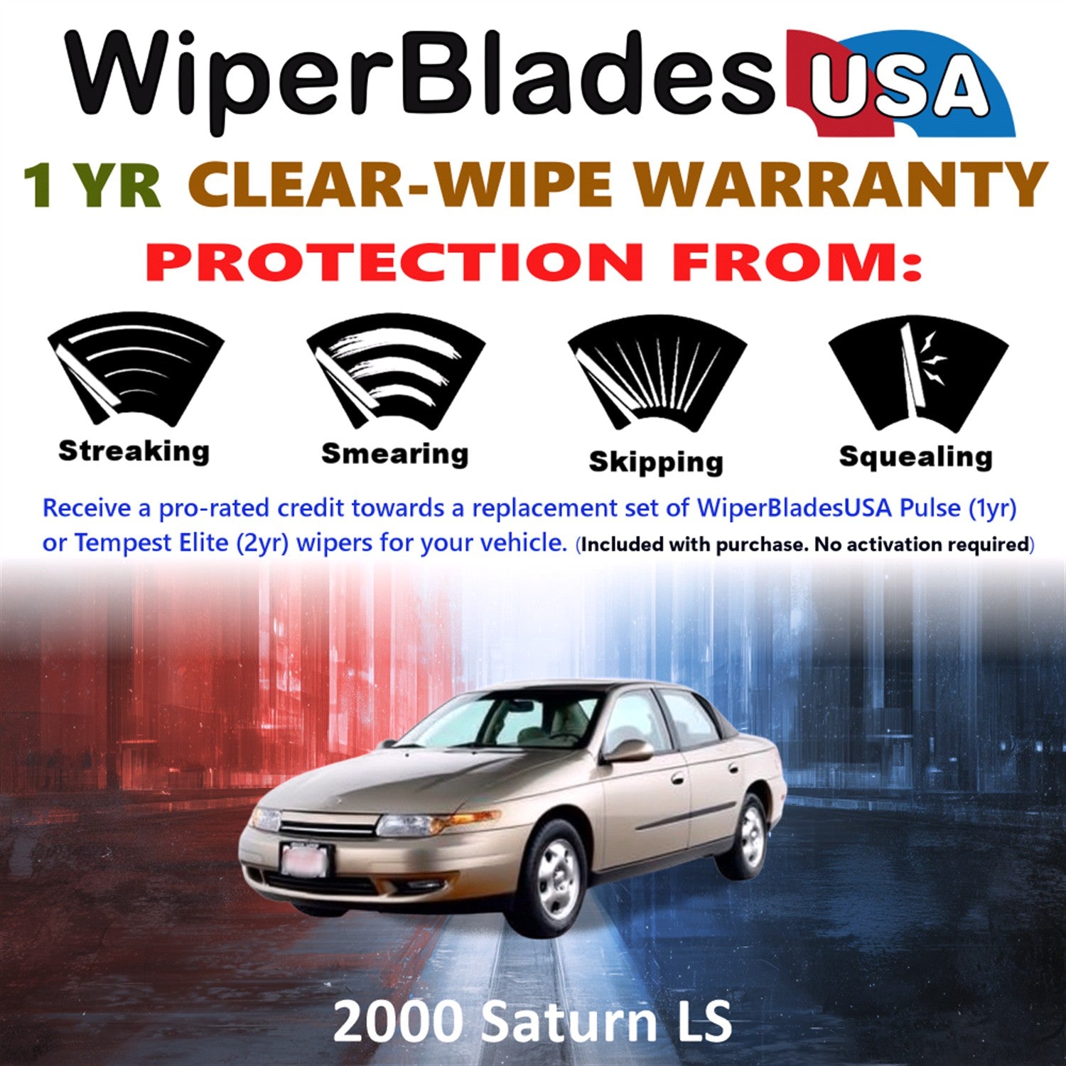 2000 Saturn LS Front Wiper blades Set Includes 1yr Wear Warranty & Free Delivery