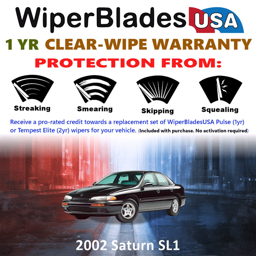 2002 Saturn SL1 Front Wiper blades Set Includes 1yr Wear Warranty & Free Delivery