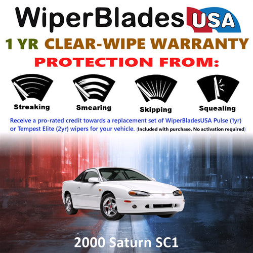 2000 Saturn SC1 Front Wiper blades Set Includes 1yr Wear Warranty & Free Delivery