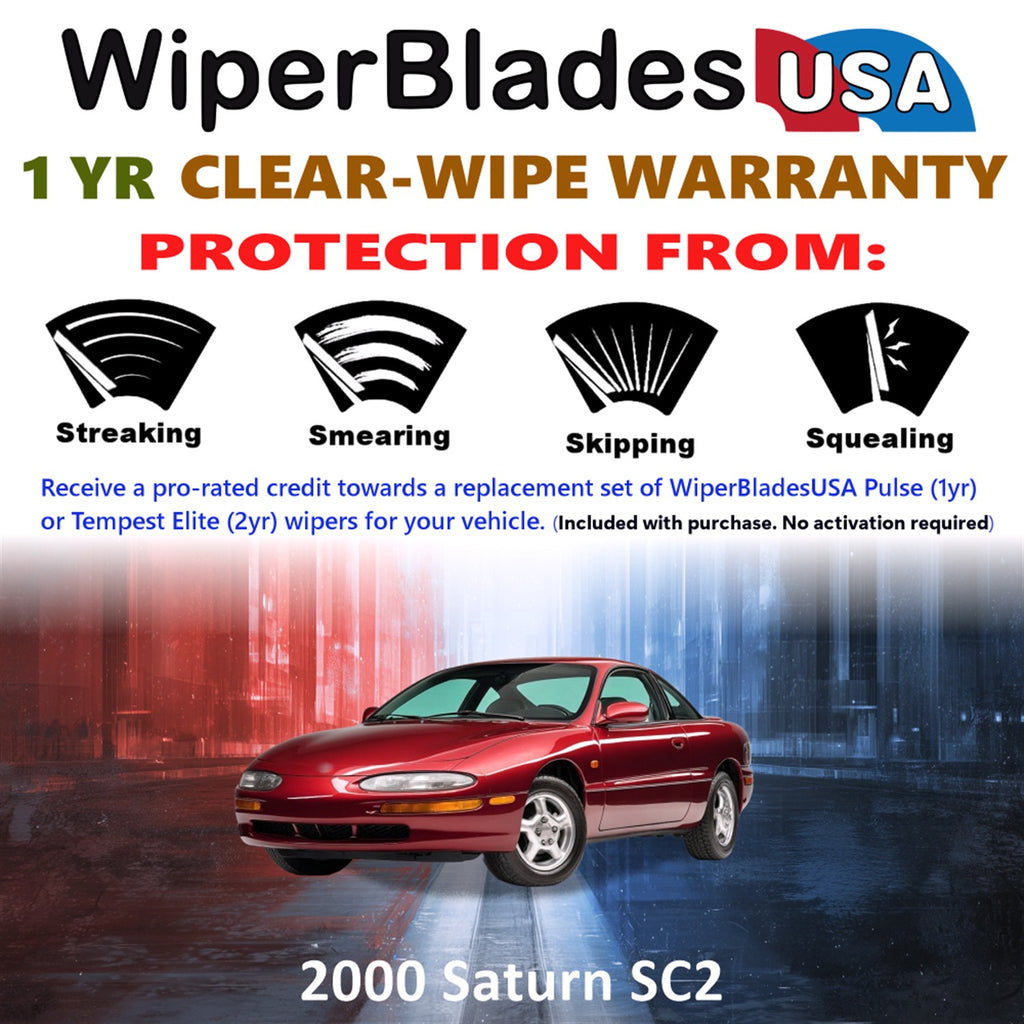 2000 Saturn SC2 Front Wiper blades Set Includes 1yr Wear Warranty & Free Delivery