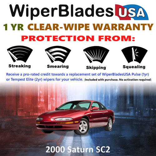 2000 Saturn SC2 Front Wiper blades Set Includes 1yr Wear Warranty & Free Delivery
