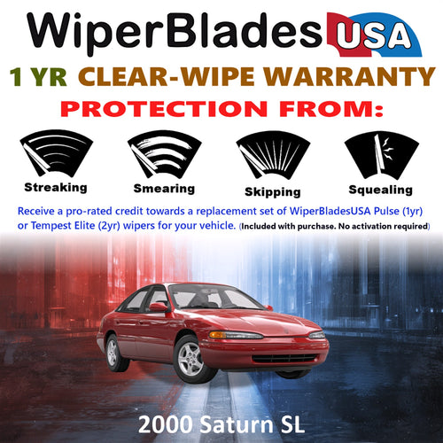 2000 Saturn SL Front Wiper blades Set Includes 1yr Wear Warranty & Free Delivery