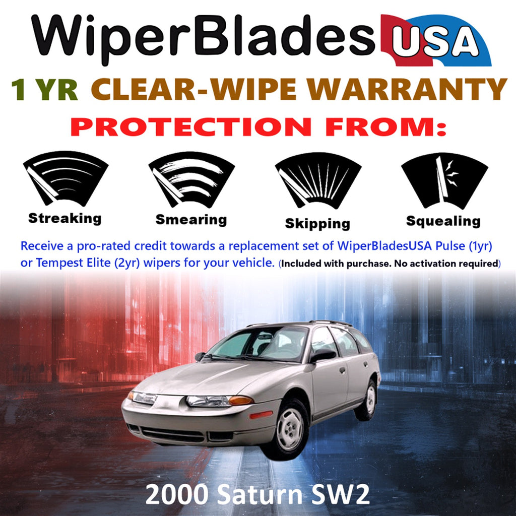 2000 Saturn SW2 Front w/Rear Wiper blades Set Includes 1yr Wear Warranty & Free Delivery